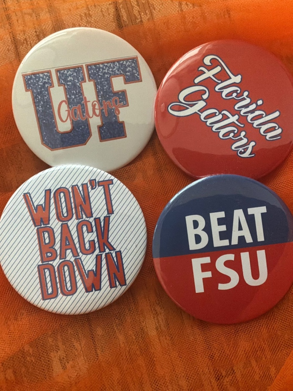 NWOT - FOUR Florida UNIVERSITY PINS - GAME DAY pins 3inch